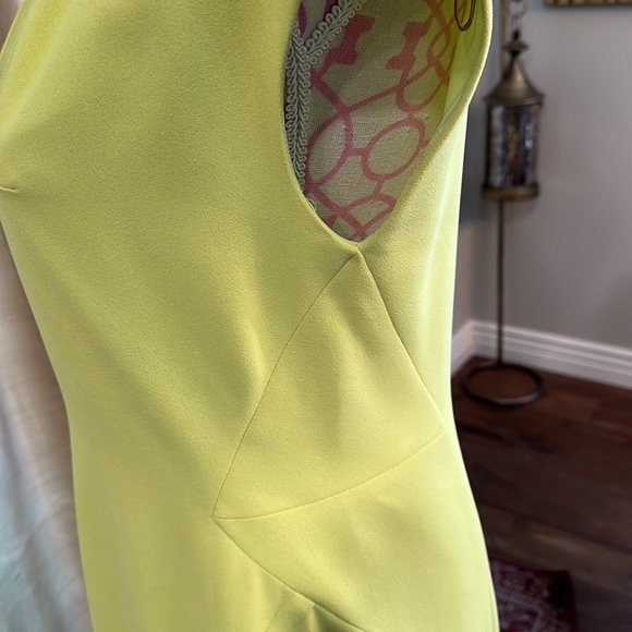 Rachel Roy polyester chartreuse dress size 10 flattering  midi dress - Picture 4 of 8